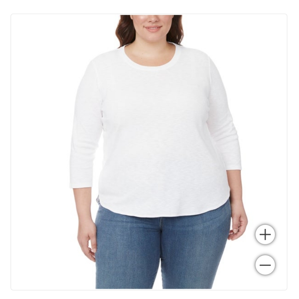 New Kirkland Signature Women Girls Slub Tee 2-pack White Select Size 100% Cotton - Picture 2 of 15